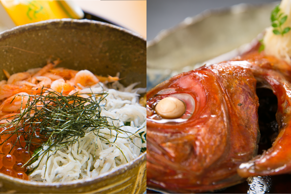 プレミアム干物と釜揚げしらす＆桜海老のミニ2色丼！